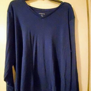 Liz Claiborne Women's Long Sleeve V Neck Navy Blue Tee 4X New with Tags